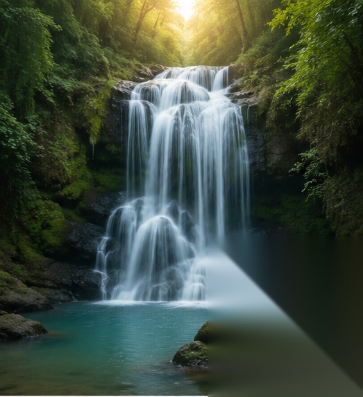 Peaceful forest waterfall